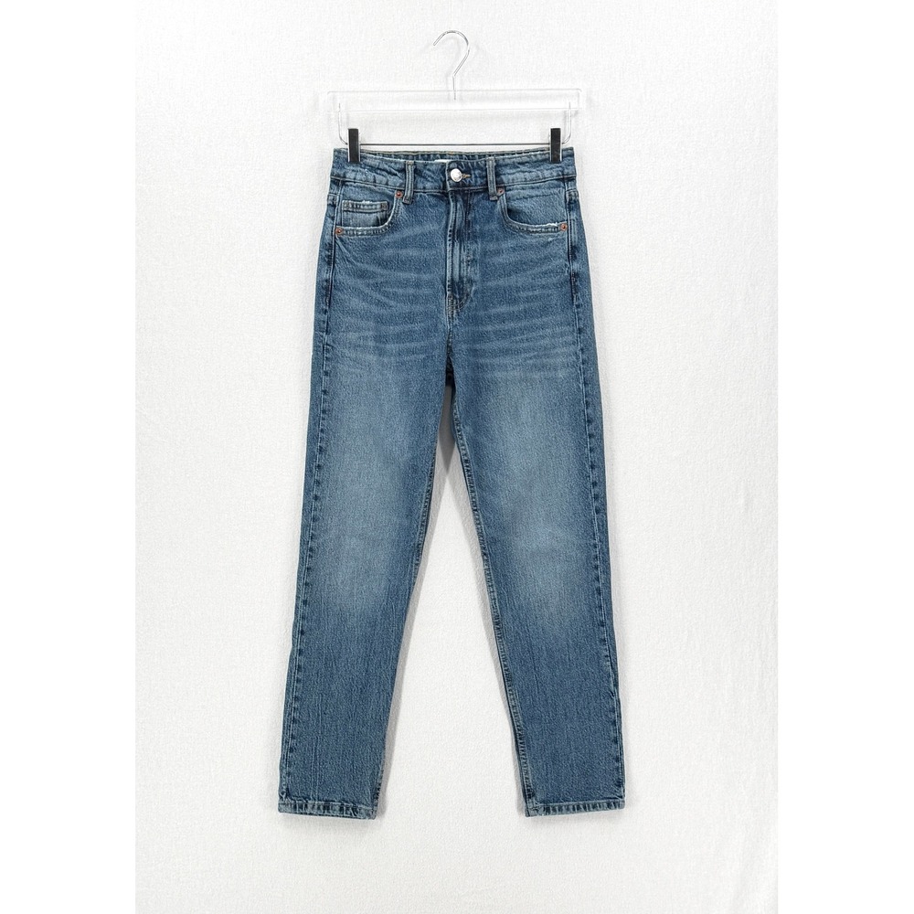 Zara Jeans Women 4 Blue High Rise Straight Leg Denim Casual